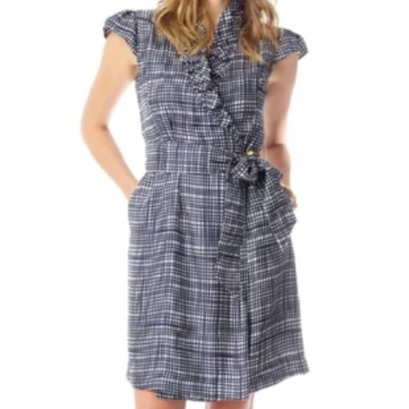Elizabeth McKay Dresses & Skirts - Elizabeth McKay Scotland Silk Wrap Dress Blue Check
